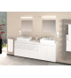 CINA Ensemble salle de bain double vasque L 150 cm - Blanc laqué brillant