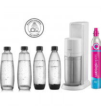 SODASTREAM DUOBICB - Machine DUO Blanche Pack 4 bouteilles (2 carafes DUO + 2 Fuse LV) + 1 cylindre d'échange CQC