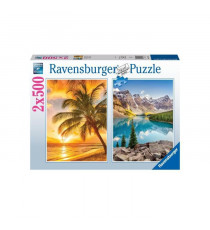Puzzle 2x500 pieces - Plage et montagnes - Puzzle adultes Ravensburger - Des 10 ans - 17267