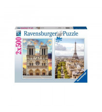 Puzzle 2x500 pieces - En visite a Paris - Puzzle adultes Ravensburger - Des 10 ans - 17268