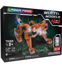 Laser Pegs, Tigre rouge - 4 en 1 - 216 pcs, Construction, brique lumineuse, Jouet pour enfants des 8 ans, LAU04