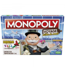 Monopoly Voyage autour du monde, jeu de societe, des 8 ans, avec pions-tampons encreurs et plateau effaçable a sec