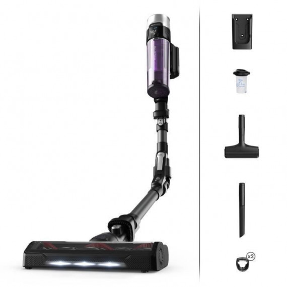 ROWENTA Aspirateur balai sans fil, Tube flexible, Ultra léger, Autonomie 45 min, Kit allergie, X-Force Flex 9.60 Allergy RH20…