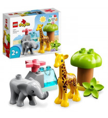 LEGO 10971 DUPLO Animaux Sauvages d'Afrique, Jouet sur le Safari des 2 Ans avec Figurines d'Éléphant et  Girafe avec Tapis de…