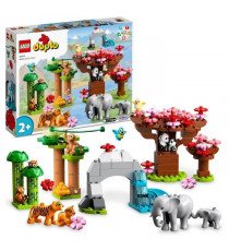 LEGO 10974 DUPLO Animaux Sauvages d'Asie, Jouet Tapis de Jeu, avec Figurines Éléphants et Tigres, pour Enfants de 2 a 5 Ans
