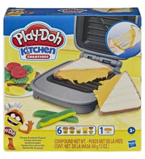 PLAY-DOH - Kitchen Creations - Croque -monsieur - theme de la nourriture - avec pâte PLAY-DOH - Elastix atoxique et 6 couleurs