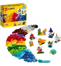 LEGO 4+ Classic 11013 Briques transparentes créatives, Jeu de construction en briques incluant des animaux pour enfants