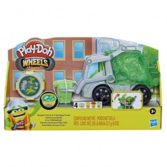 Camion poubelle, avec pâte a imitation ordures et 3 pots de pâte a modeler - PLAY-DOH - Wheels