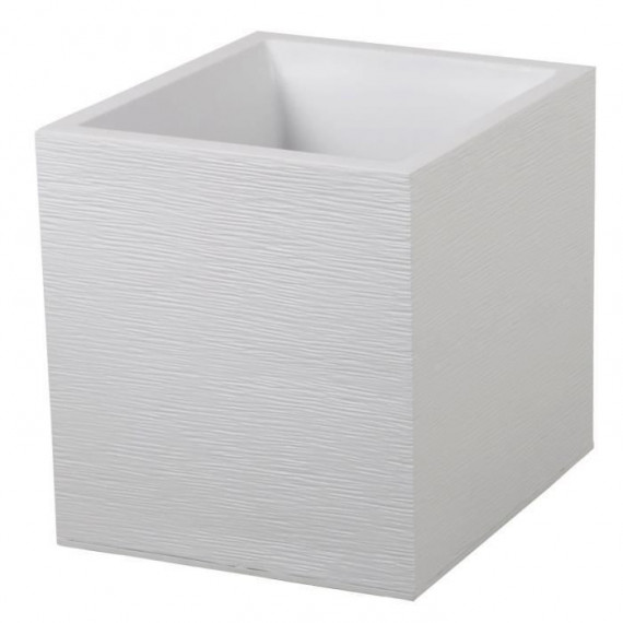EDA Pot carré Graphit - 39 x 39 x 43 cm - Contenance 35 L - Blanc cérusé