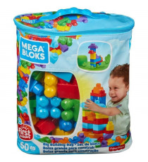 Mega Bloks - Sac Bleu 60 blocs - First Builders  - Jouet de construction - Briques de Construction - 1er age - 12 mois et +