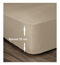 LOVELY HOME Drap Housse 100% Coton 140x190cm - Bonnet 35cm - Beige