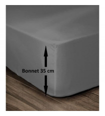LOVELY HOME Drap Housse 100% Coton 160x200cm - Bonnet 35cm - Gris foncé