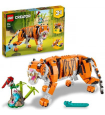 LEGO 31129 Creator 3-en-1 Sa Majesté le Tigre, Jouet et Figurine Animaux, se Transforme en Panda, et Poisson, Enfants Des 9 Ans