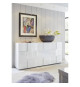 Buffet - Blanc laqué brillant - Style contemporain - 3 portes - MILANO - L181xP42xH84 cm