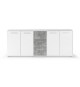 Buffet bas - Panneaux de particules - Blanc et décor gris béton - 4 portes + 3 tiroirs - L 179 x P 42 x H 74,5 cm