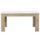 PILVI Table a manger de 6 a 8 personnes style contemporain - Blanc mat et décor chene sonoma - L 160 x l 90 cm