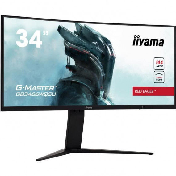 Ecran PC Gamer Incurvé - IIYAMA G-Master Red Eagle GB3466WQSU-B1 - 34 UWQHD - Dalle VA - 1 ms- 144 Hz - HDMI/DisplayPort - Fr…