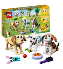 LEGO Creator 3-en-1 31137 Adorables Chiens, Figurines de Teckel, Carlin, Caniche, Enfants Des 7 Ans