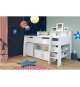 PARISOT Lit combiné enfant avec bureau contemporain décor blanc - Sommier inclus -l90 x L200 cm - DAVE