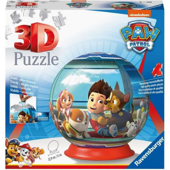 PAT' PATROUILLE Puzzle 3D Ball 72 pieces - Ravensburger - Puzzle enfant 3D sans colle - Des 6 ans