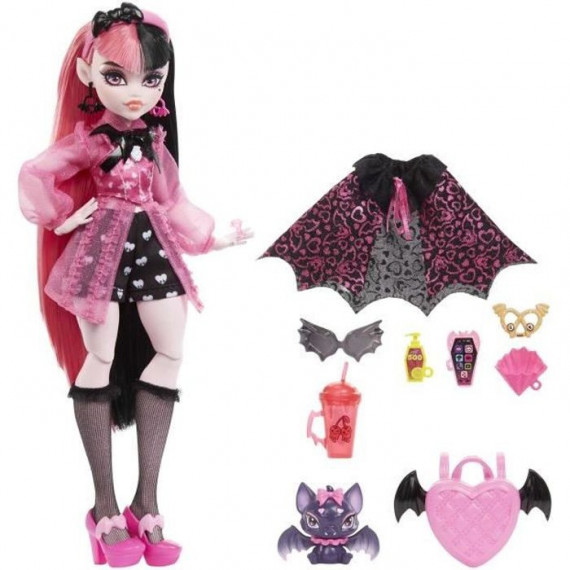 Monster High - Draculaura avec chauve-souris de compagnie - Poupée - MONSTER HIGH - HHK51 - POUPEE MANNEQUIN MONSTER HIGH