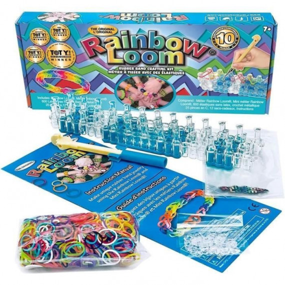 Bandai - Rainbow Loom Original  Fabrication de bracelets - Métier a tisser avec 600 élastiques - ?CD00001