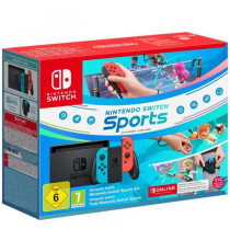 Console Nintendo Switch  Bleu Néon & Rouge Néon + Nintendo Switch Sports (Pré-installé) + 3 mois d'abonnement NSO (Code)