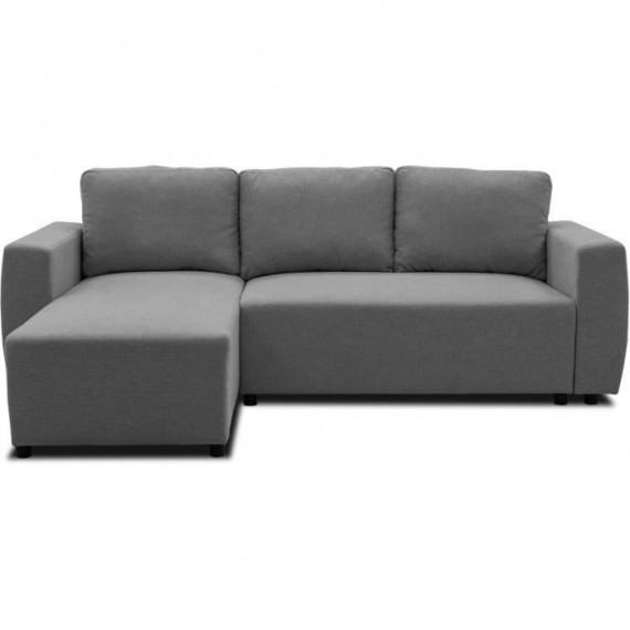 Canapé d'angle convertible réversible 3 a 4 places - PHARELL - Tissu anthracite - Coffre de rangement - L 224 x P 155 x H 71/…