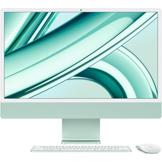 Apple - 24 - iMac Retina 4,5K (2023) - Puce Apple M3 - RAM 8Go - Stockage 256Go - GPU 10 coeurs - Vert