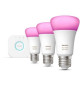 Philips Hue White and Color Ambiance, Kit de démarrage 3 ampoules E27, 75W, Bluetooth, fonctionne avec Alexa, Google et Homekit