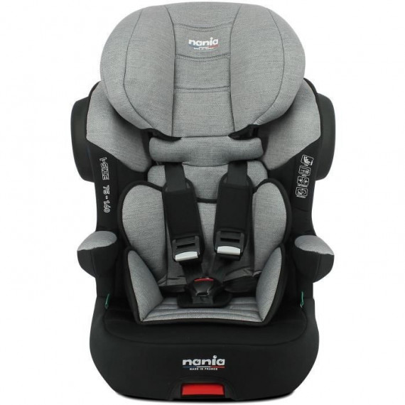 Siege auto isofix NANIA MAX I FIX 76-140 cm R129 de 3 a 10 ans  Tetiere réglable - Base inclinable - Gris - Fabrication Fra…
