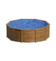 GRE - Kit Piscine hors sol acier ronde imitation bois - Pacific - Ø480 x 122 cm (Livrée avec une échelle et un filtre a sable)