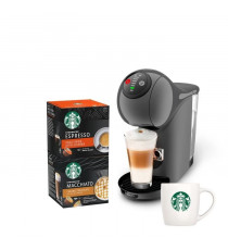 KRUPS NESCAFE DOLCE GUSTO Machine a café + 2 boites de capsules espresso et macchiato + mug Starbucks, Compact, Anthracite YY…
