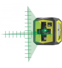 Laser croix vert avec traits de repere - portée 15 m - précision +/- 0,5 mm - Livré avec une cible et 2 piles