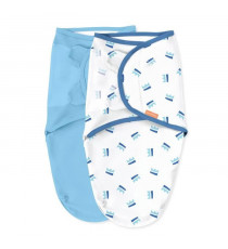 SUMMER Original Swaddle, couverture, sac de couchage, 0-3 mois, sécurité et chaleur pour bébé, crown bleu, lot de 2
