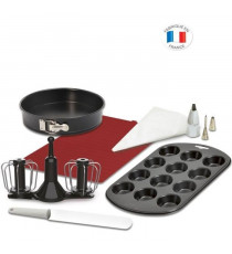 MOULINEX XF389010 Kit pâtisserie Companion, Fouet double rotation, Moule manque, Muffin, Poche a douilles, Tapis et spatule s…