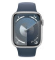 Apple Watch Series 9 GPS - 45mm - Boîtier Silver Aluminium - Bracelet Storm Blue Sport Band - S/M