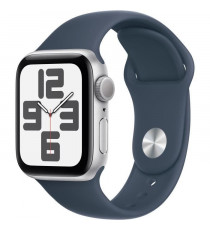 Apple Watch SE GPS - 40mm - Boîtier Silver Aluminium - Bracelet Storm Blue Sport Band - M/L