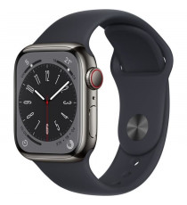 Apple Watch Series 8 GPS + Cellular - 41mm - Boîtier Graphite Stainless Steel - Bracelet Midnight Sport Band - Regular