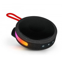 BIGBEN Party - Enceinte Bluetooth ronde avec dragonne et effets lumineux - 15W - Noir et rouge