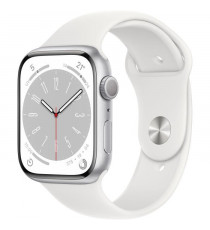 Apple Watch Series 8 GPS - 45mm - Boîtier Silver Aluminium - Bracelet White Sport Band - Regular