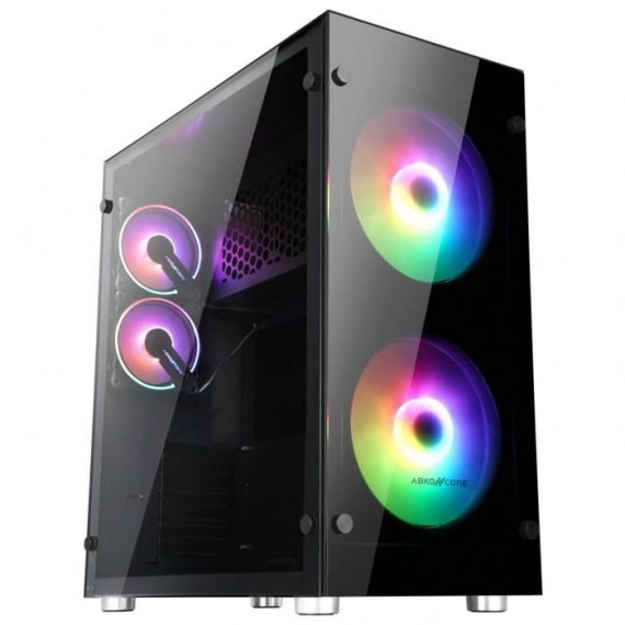ABKONCORE BOITIER PC R850 Sync - rétro éclairage RGB - Noir - Verre trempé - Format E-ATX (ABKO-RMS-850-SYNC-200F)