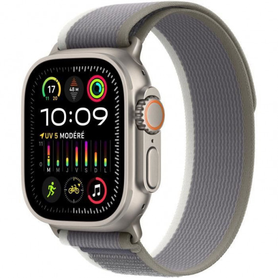 Apple Watch Ultra 2 GPS + Cellular- 49mm - Boîtier Titanium - Bracelet Green/Grey Trail Loop - S/M