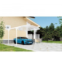 Carport 1 voiture en aluminium et polycarbonate - 11,05 m² - Blanc