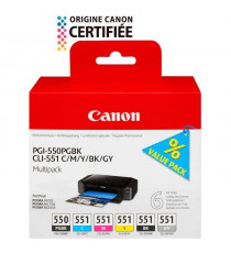 CANON Pack de 5 cartouches d'encre PGI-550 / CLI-551 Noir/Cyan/Magenta/Jaune/Gris