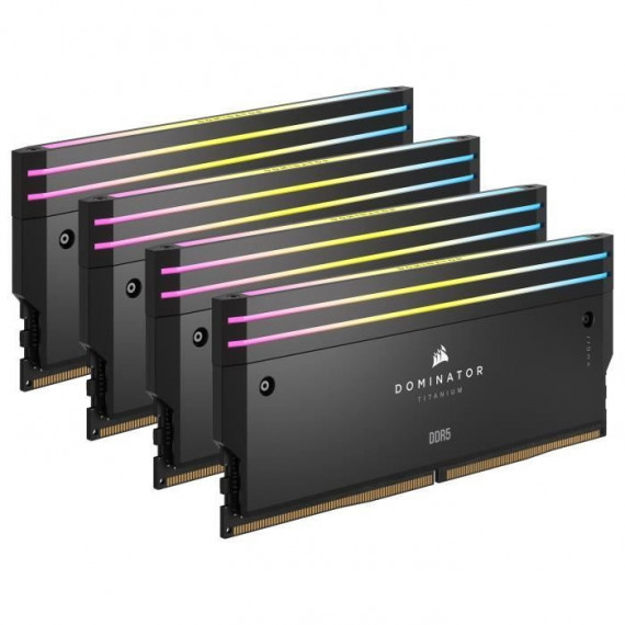 Mémoire RAM - CORSAIR - Dominator Titanium RGB DDR5 - 64GB 4x16GB DIMM - 6400MT/s - Intel XMP 3.0  - 1.35V - Noir (CMP64GX5M4…