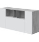 Buffet LOIRA - Mélaminé - Blanc artik et ciment - 3 portes + 3 niches de rangement - L 150 x P 41 x H 76 cm