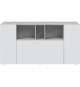 Buffet LOIRA - Mélaminé - Blanc artik et ciment - 3 portes + 3 niches de rangement - L 150 x P 41 x H 76 cm