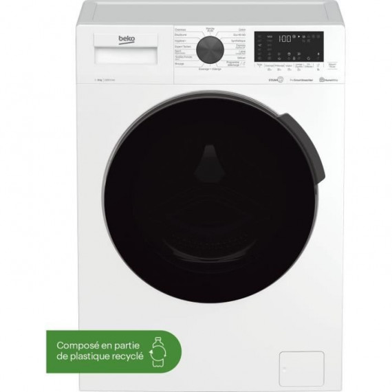 Lave-linge hublot BEKO WUE8626XBWST - 8 kg - Induction - L60cm - 1200 trs/min - Blanc