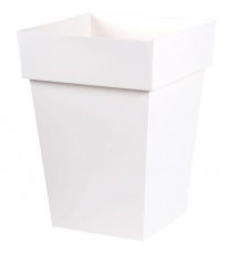 EDA Pot de fleur mi-haut carré Toscane - 39 x 39 x H 53 cm - 51 L - Blanc